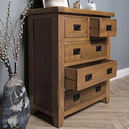 PPS Oak2 : Tủ Gỗ Sồi 3+2 Ngăn Kéo Đứng